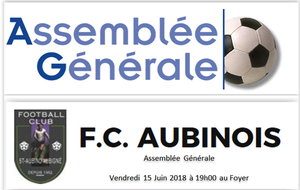 Vendredi 15 Juin Assemblée Générale  à 19h00 au Foyer